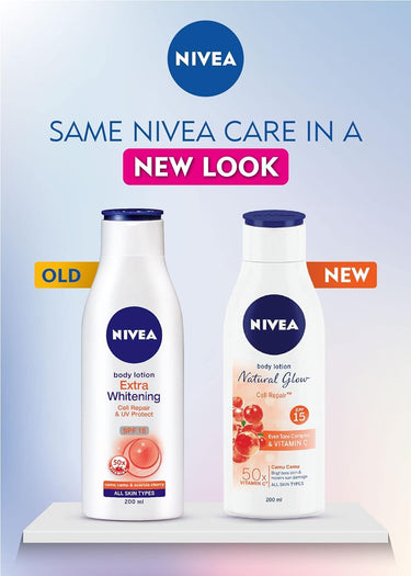 NIVEA Natural Glow Even Tone 400ml Body Lotion | 40 X Vitamin C & UV Protect for Summer Protection and Hydration |With Camu Camu & Acerola Cherry Extracts | For All Skin Types